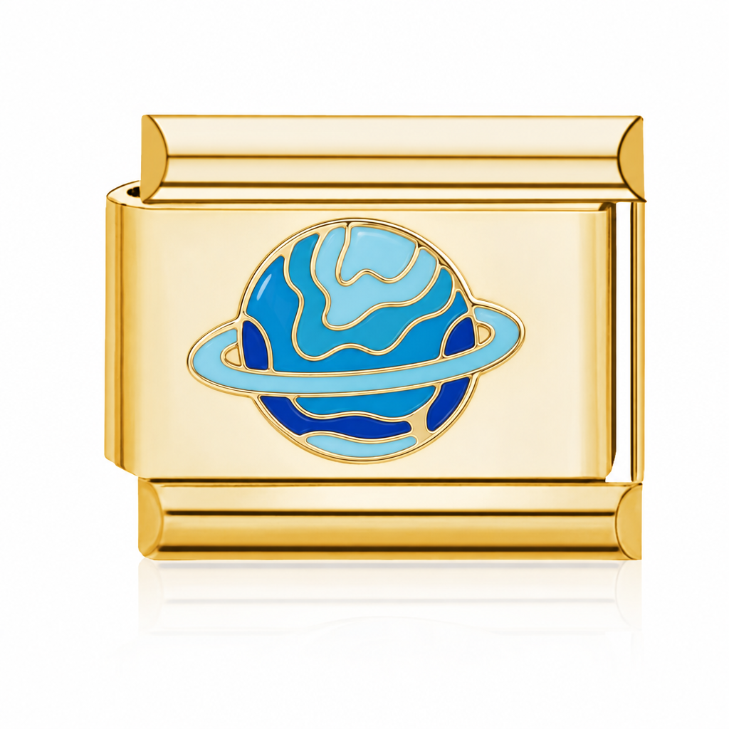 Saturn Planet Italian charm in gold - Barcelona souvenir