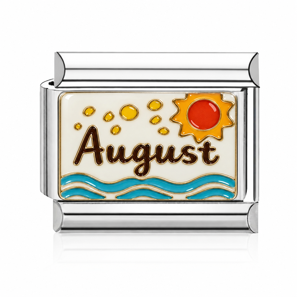 August Italian charm in silver - Barcelona souvenir