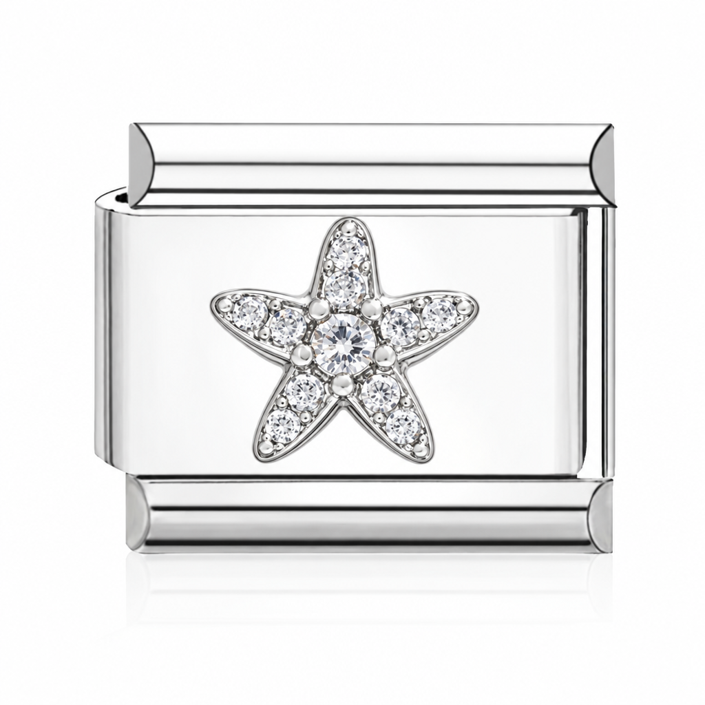 Crystal Starfish Italian charm in silver - Barcelona souvenir