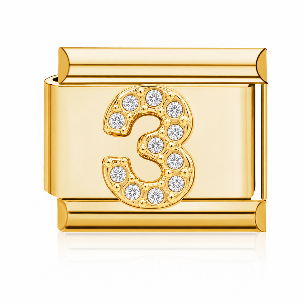 Number 3 Italian charm gold – Barcelona souvenir