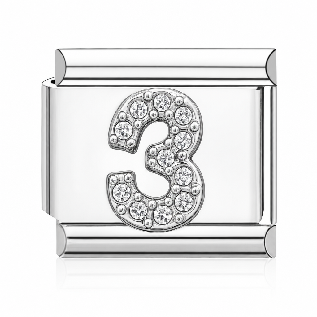 Number 3 Italian charm silver – Barcelona souvenir
