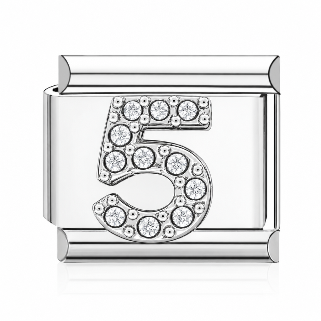 Number 5 Italian charm silver – Barcelona souvenir