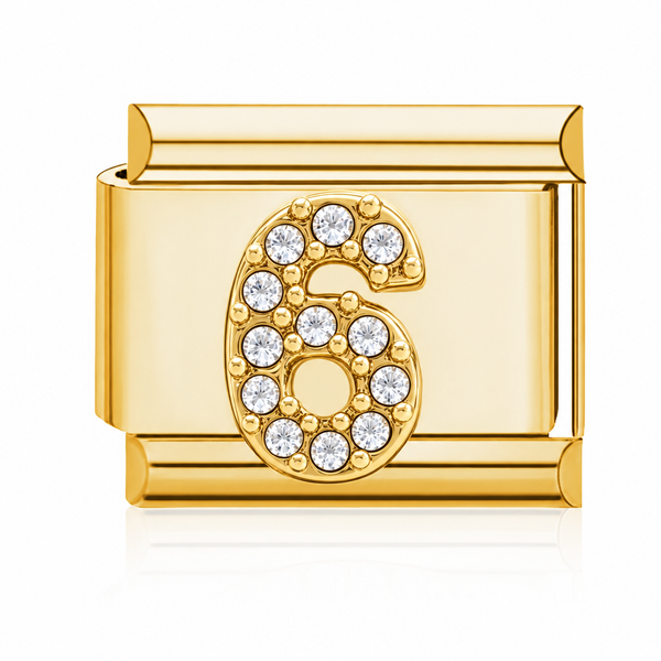 Number 6 Italian charm gold – Barcelona souvenir