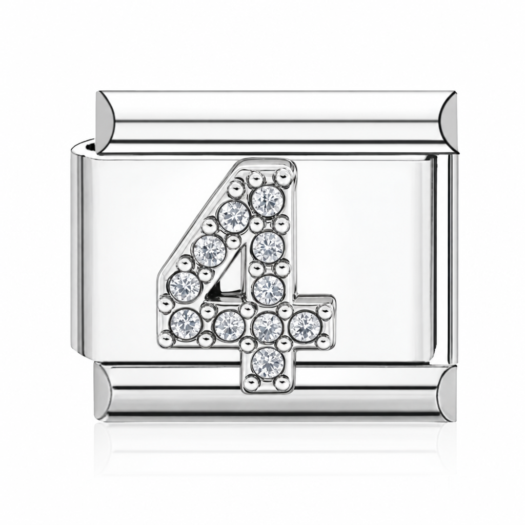 Number 4 Italian charm silver – Barcelona souvenir