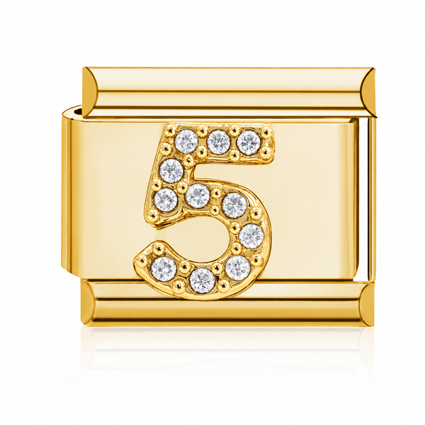 Number 5 Italian charm gold – Barcelona souvenir