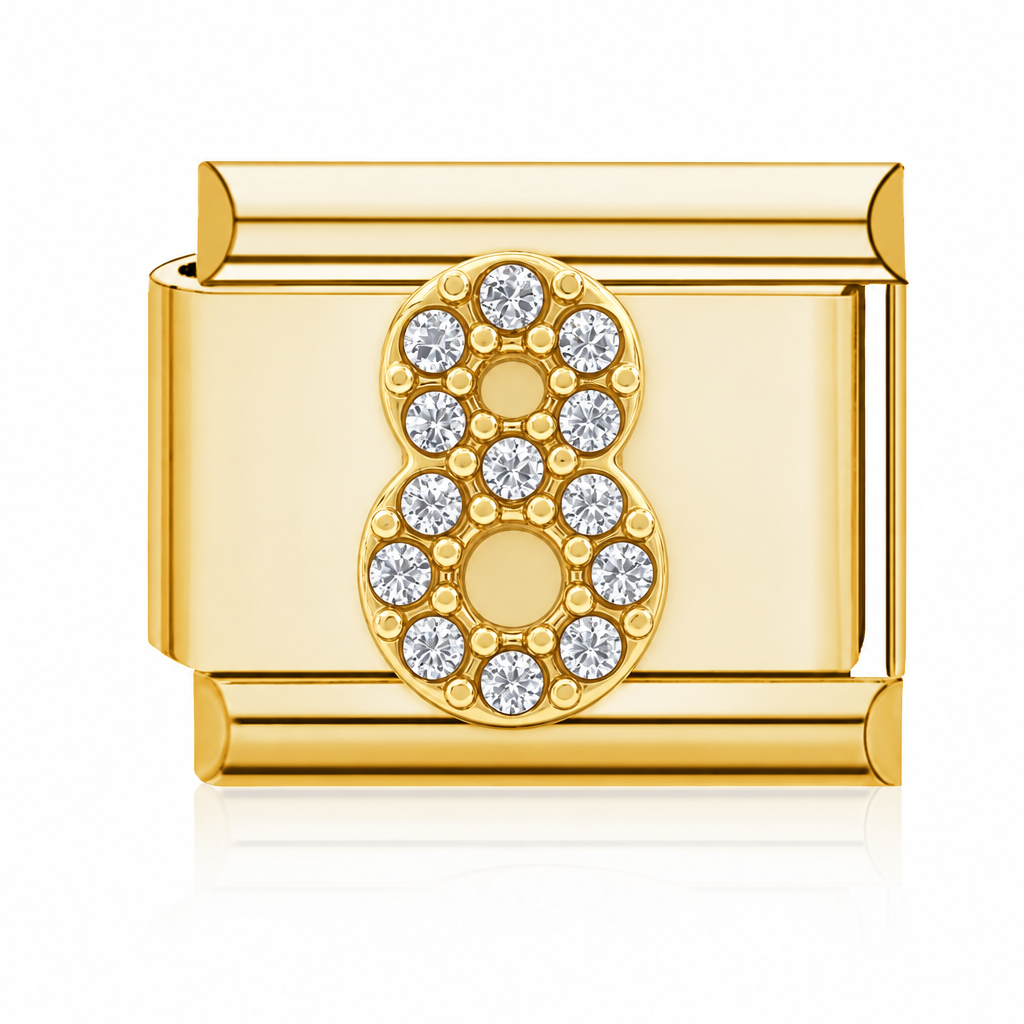 Number 8 Italian charm gold – Barcelona souvenir