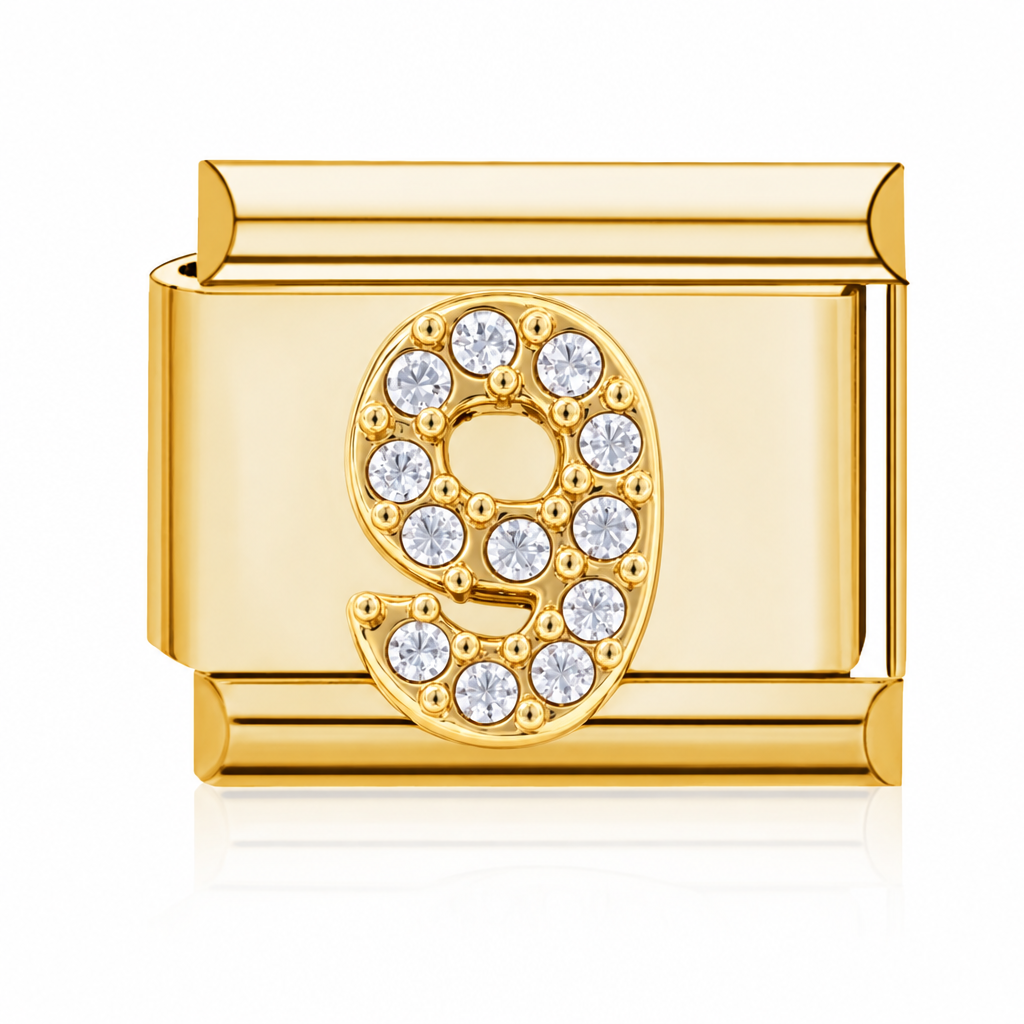 Number 9 Italian charm gold – Barcelona souvenir