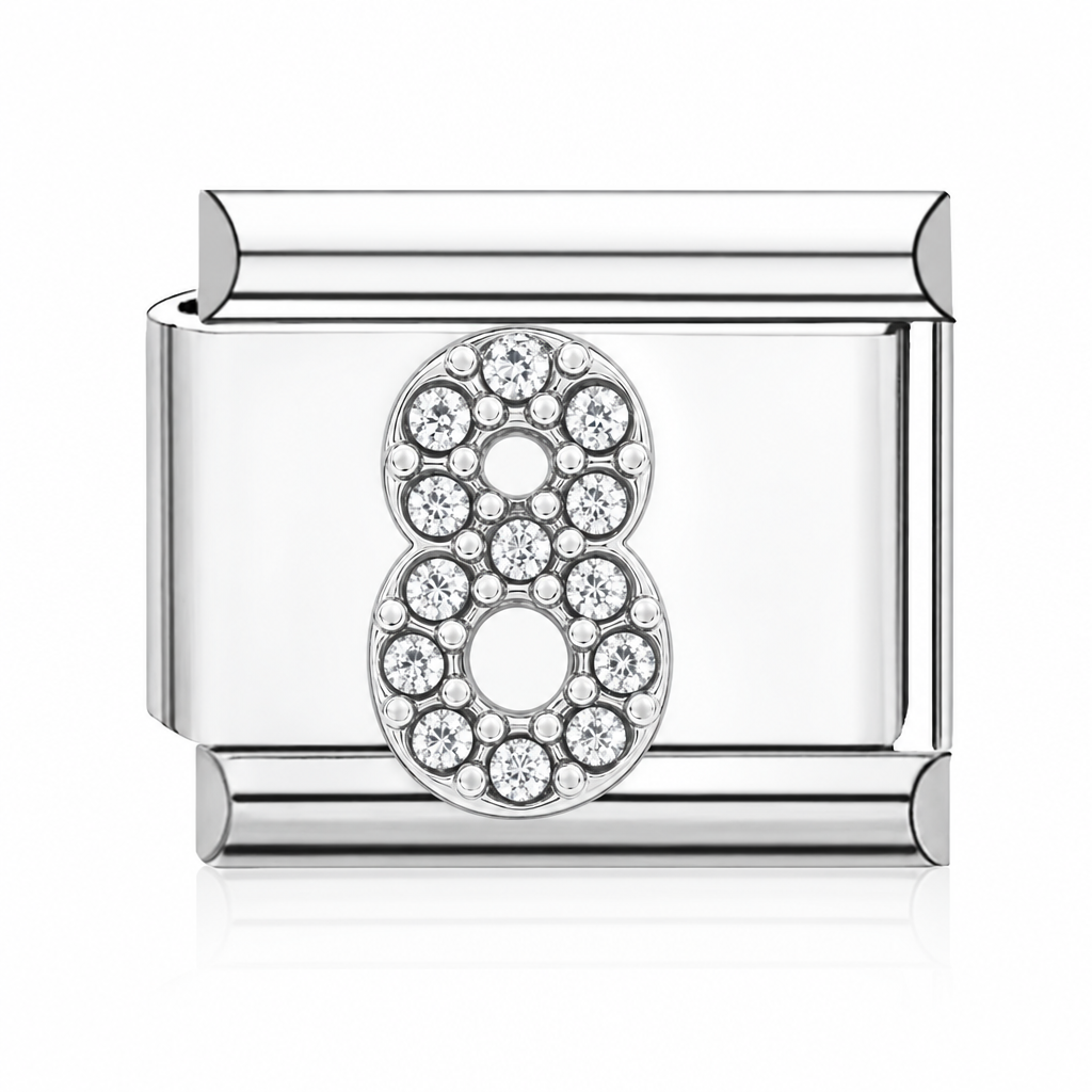 Number 8 Italian charm silver – Barcelona souvenir