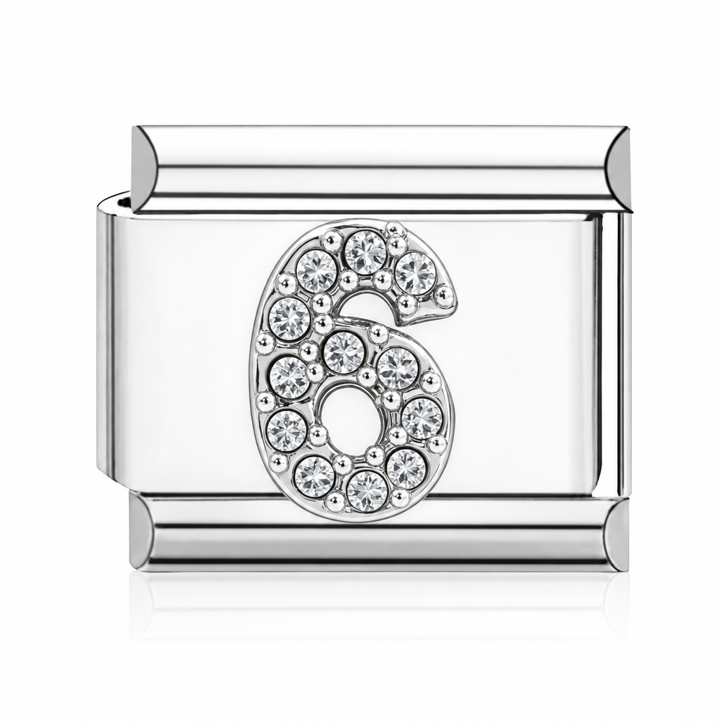 Number 6 Italian charm silver – Barcelona souvenir