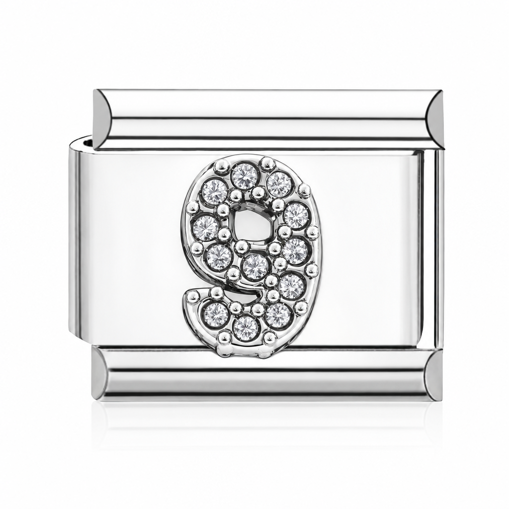 Number 9 Italian charm silver – Barcelona souvenir
