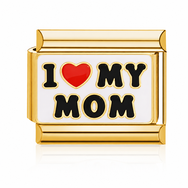 I Love My Mom Italian charm in gold - Barcelona souvenir