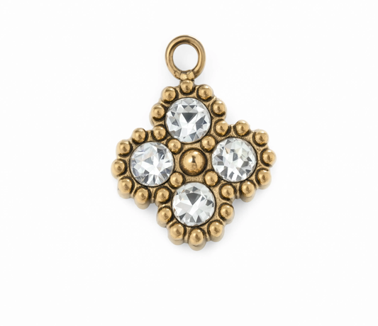 Jeweled Quatrefoil Charm Gold