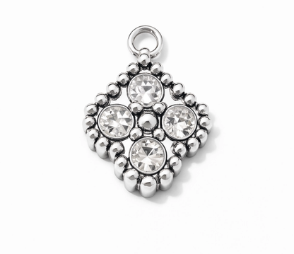 Jeweled Quatrefoil Charm Silver