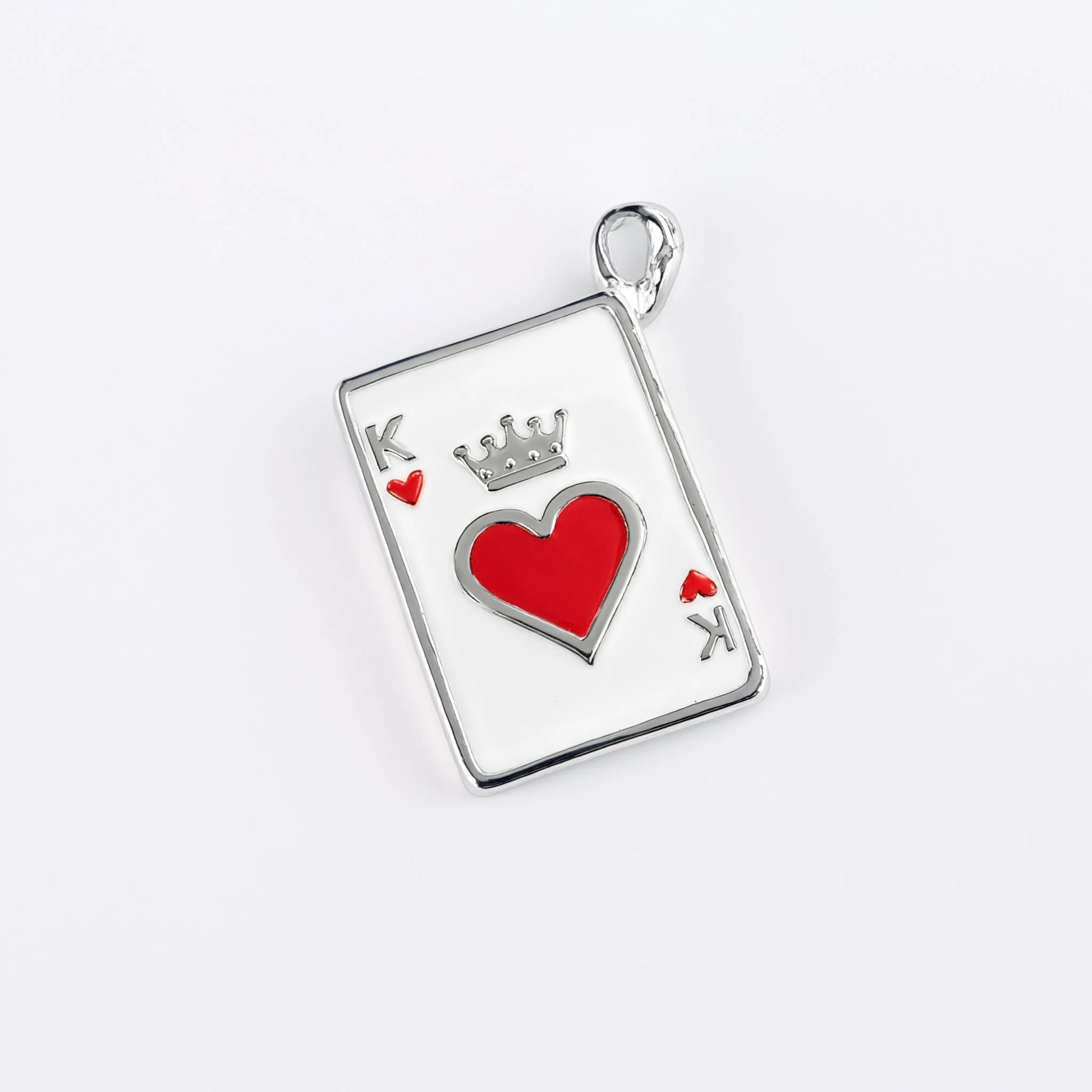 King Heart Charm Silver