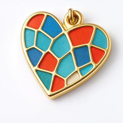 Mosaic Heart Charm Gold