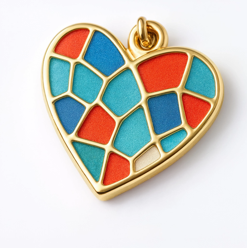Mosaic Heart Charm Gold