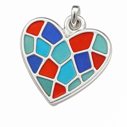 Mosaic Heart Charm Silver