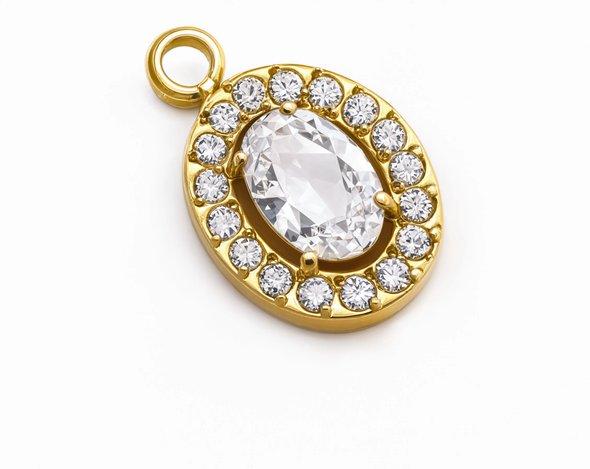 Oval Halo Charm Gold