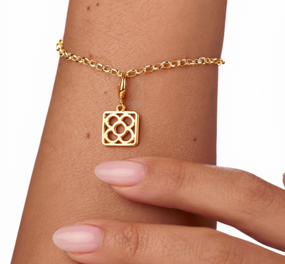 Panot Square Charm Gold — worn on bracelet