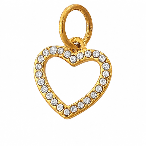 Pave Heart Charm Gold