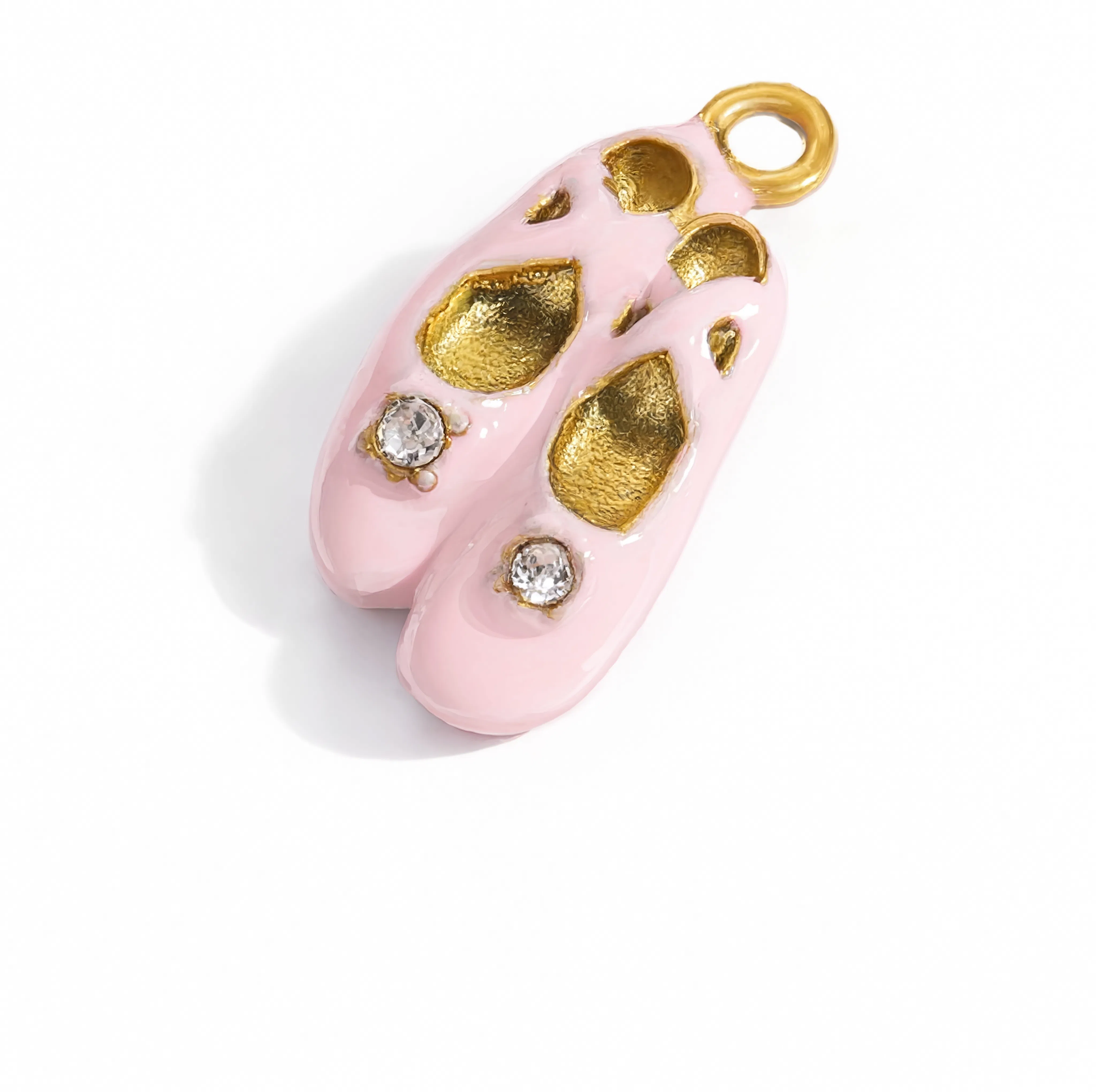 Pink Ballet Shoes Charm Gold