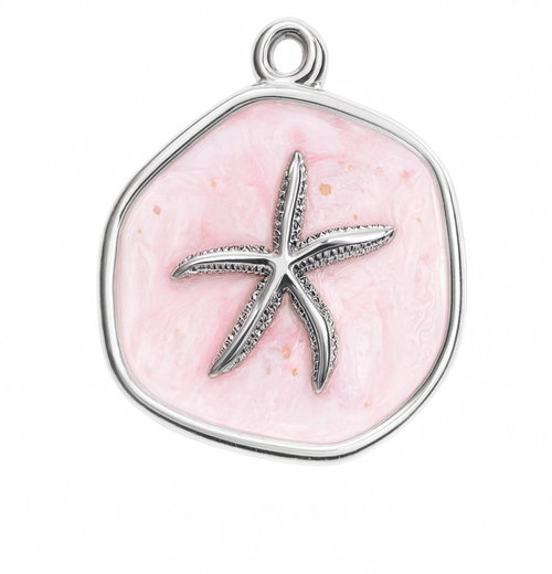 Pink Starfish Charm Silver