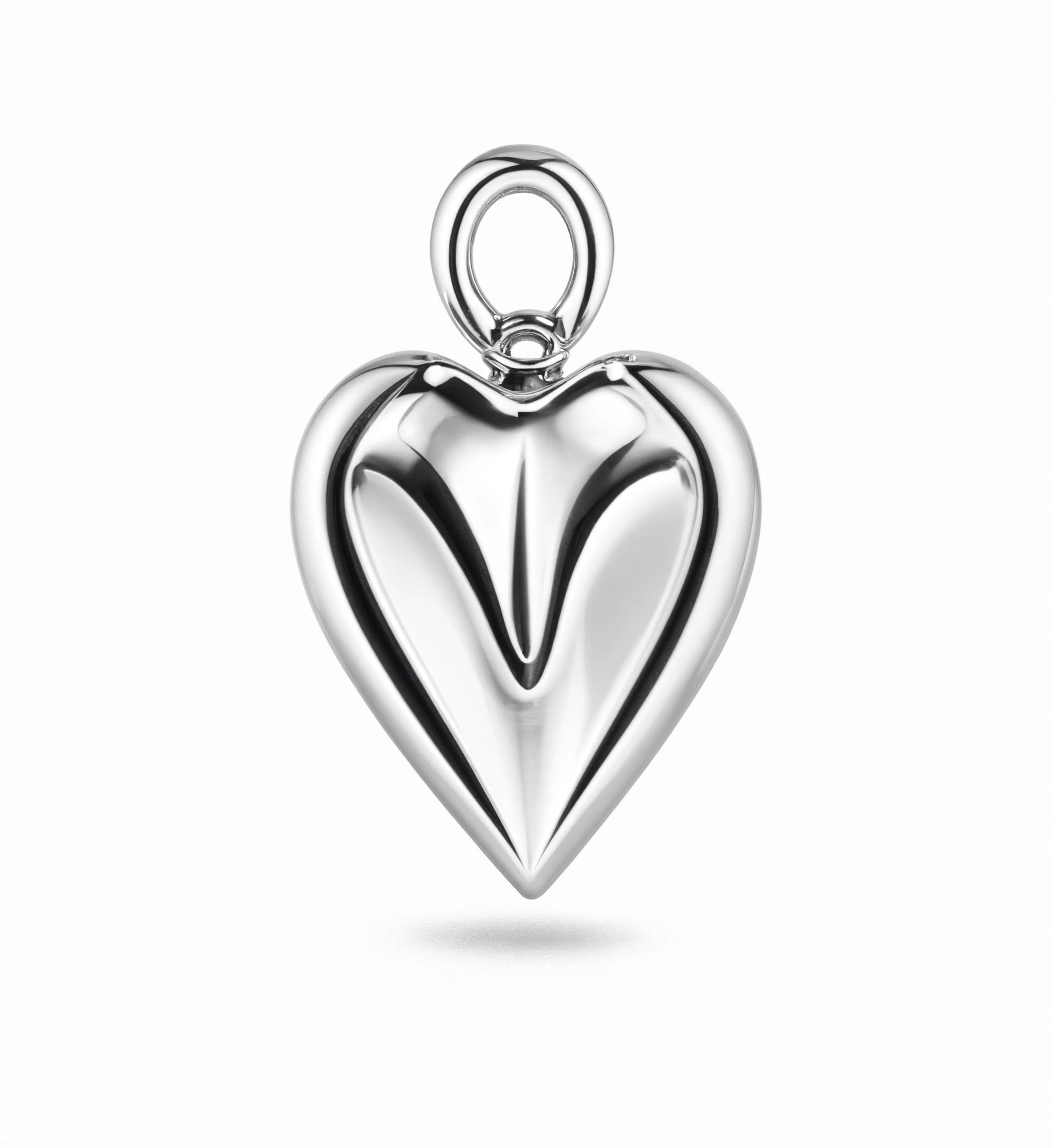 Puffy Heart Charm Silver