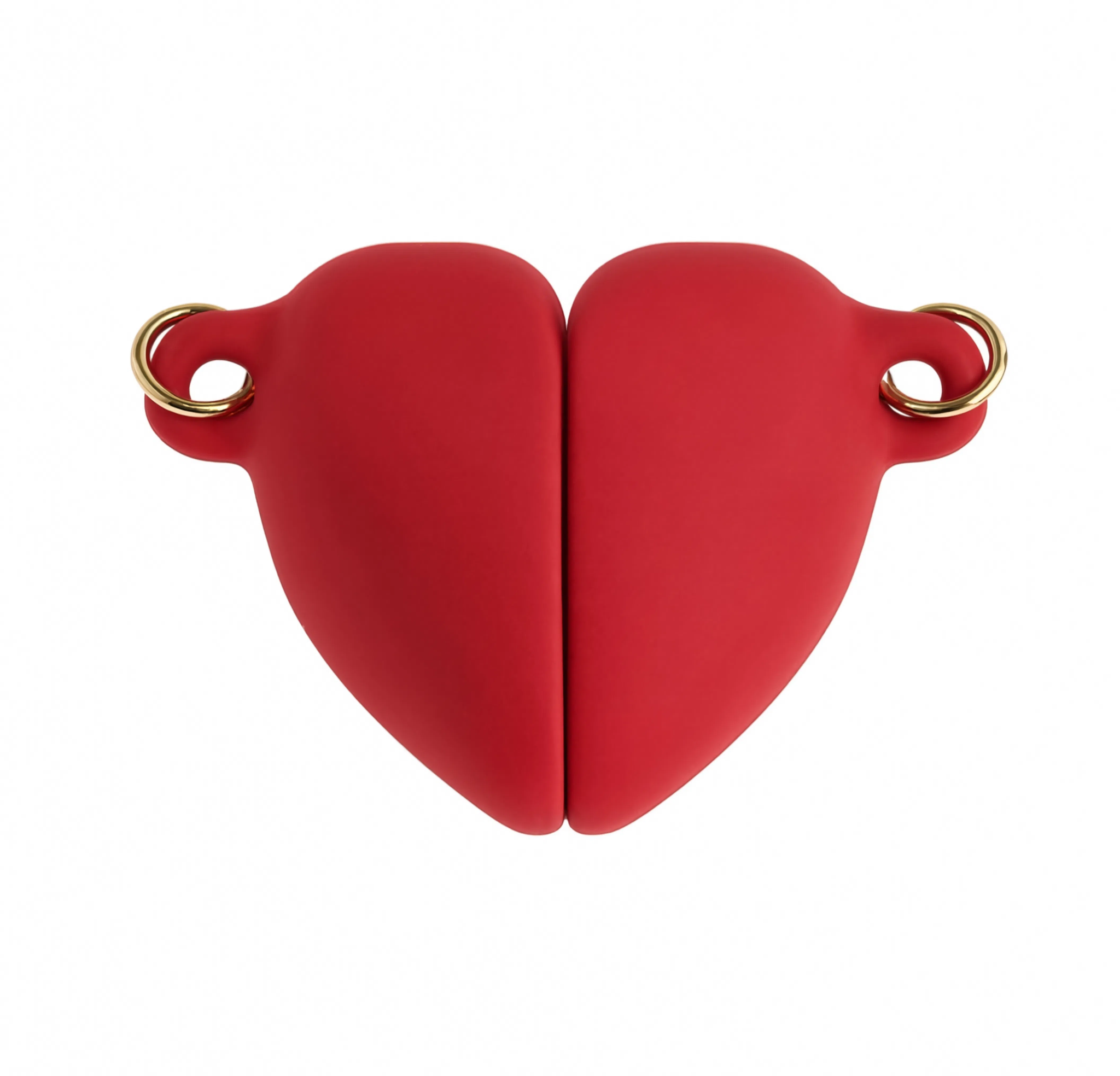 Red Magnetic Heart Charm Gold