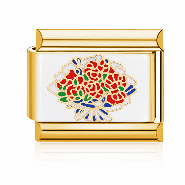 Rose Bouquet Italian charm in gold - Barcelona souvenir