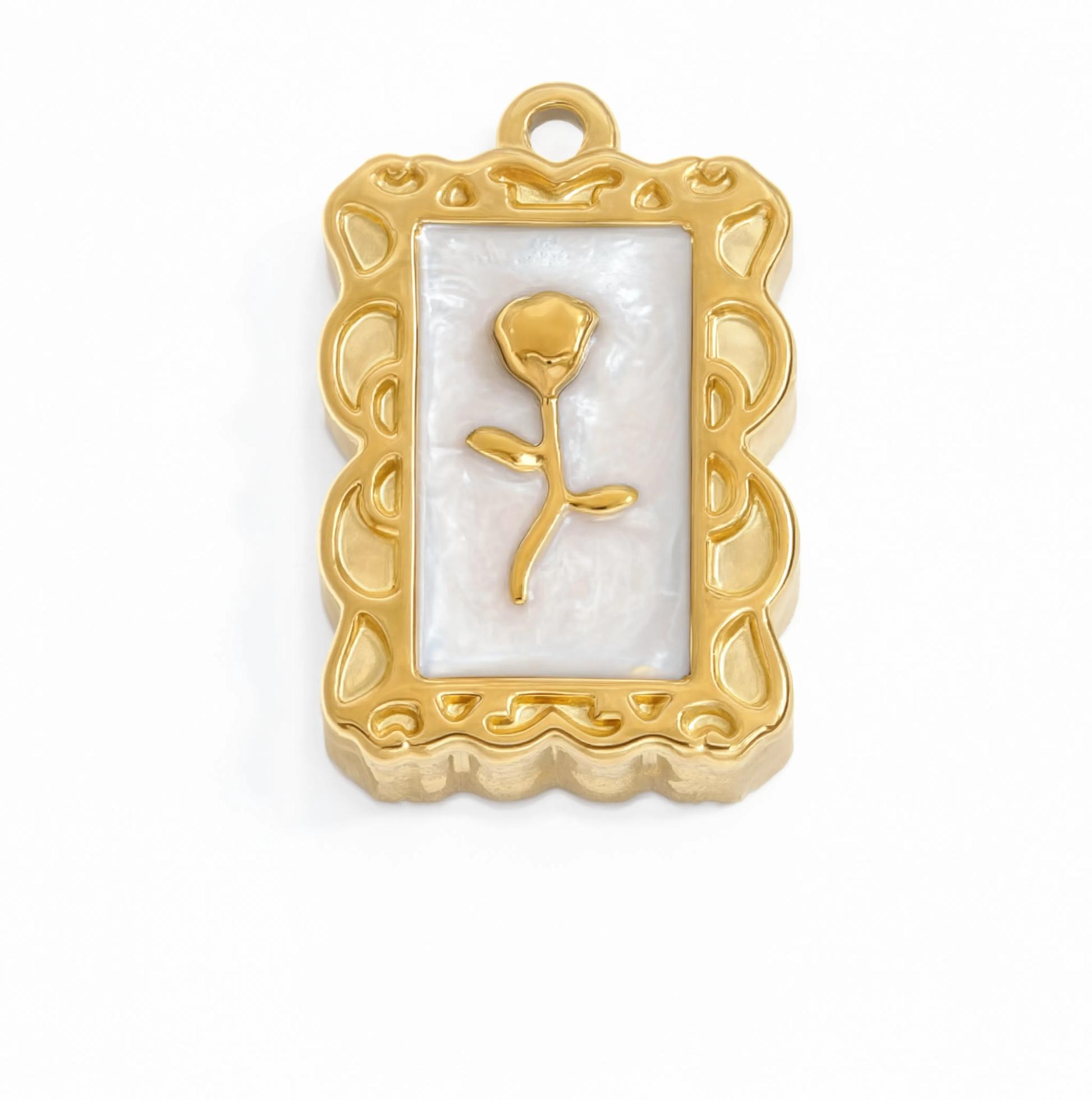 Rose Frame Charm Gold