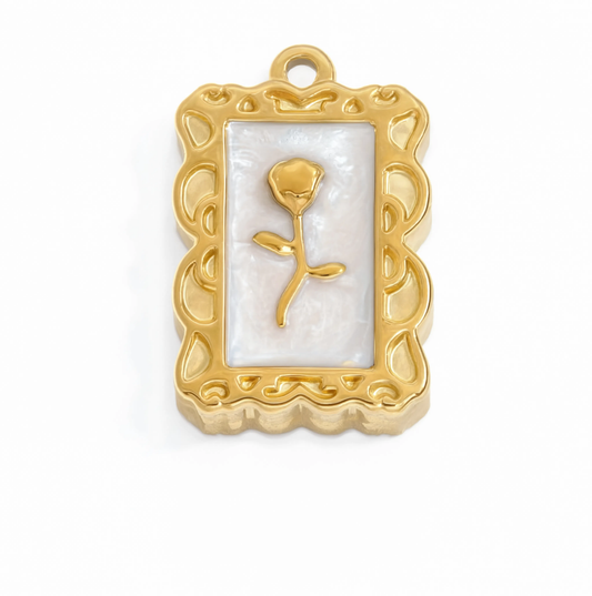 Rose Frame Charm Gold