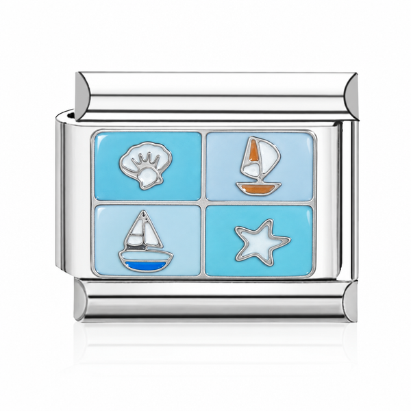 Seaside Icons Italian charm in silver - Barcelona souvenir