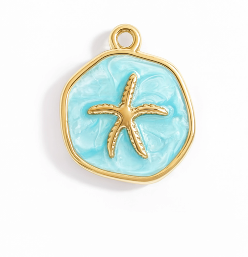 Starfish Turquoise Charm Gold — product view