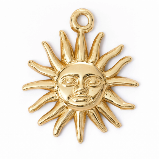 Sun Face Charm Gold