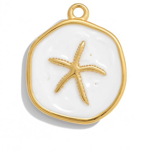 White Starfish Charm Gold