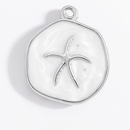 White Starfish Charm Silver
